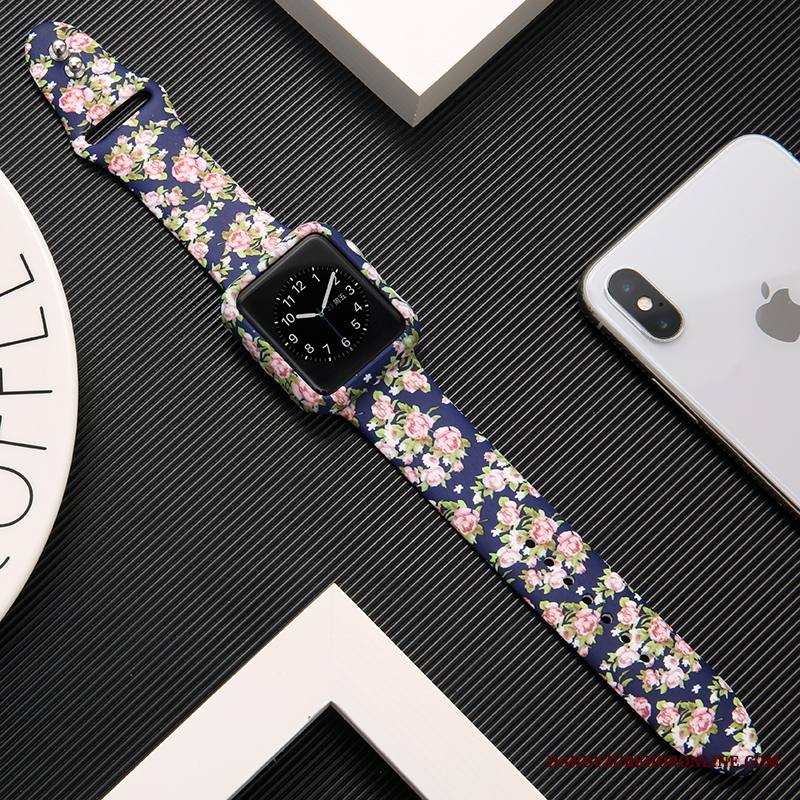 Apple Watch Series 3 Kuori Tide-brändi Valkoinen Painatus Suojaus Silikoni Musta