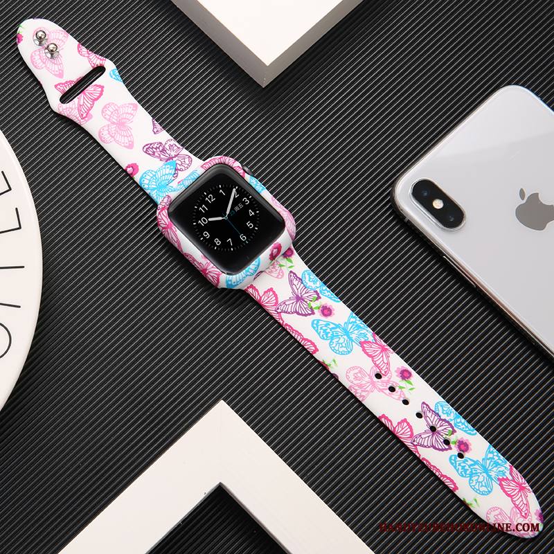 Apple Watch Series 3 Kuori Tide-brändi Valkoinen Painatus Suojaus Silikoni Musta