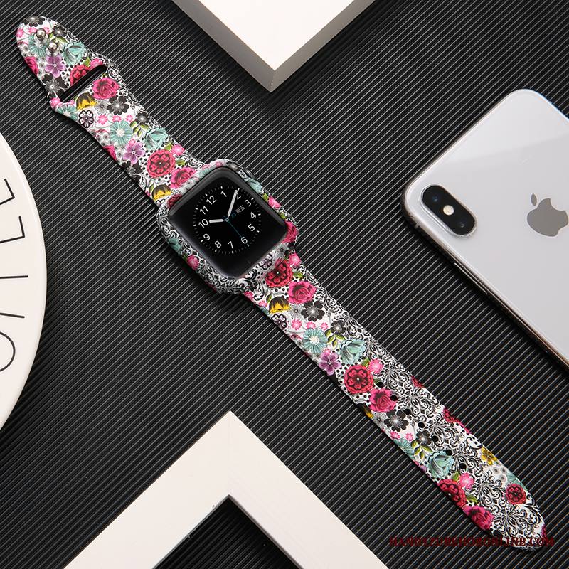 Apple Watch Series 3 Kuori Tide-brändi Valkoinen Painatus Suojaus Silikoni Musta