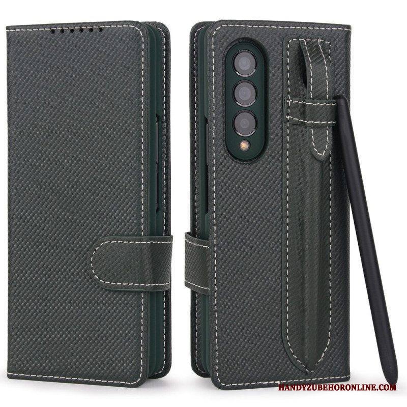 Case Nahkakotelo Samsung Galaxy Z Fold 3 5G Irrotettava Kynäpidike