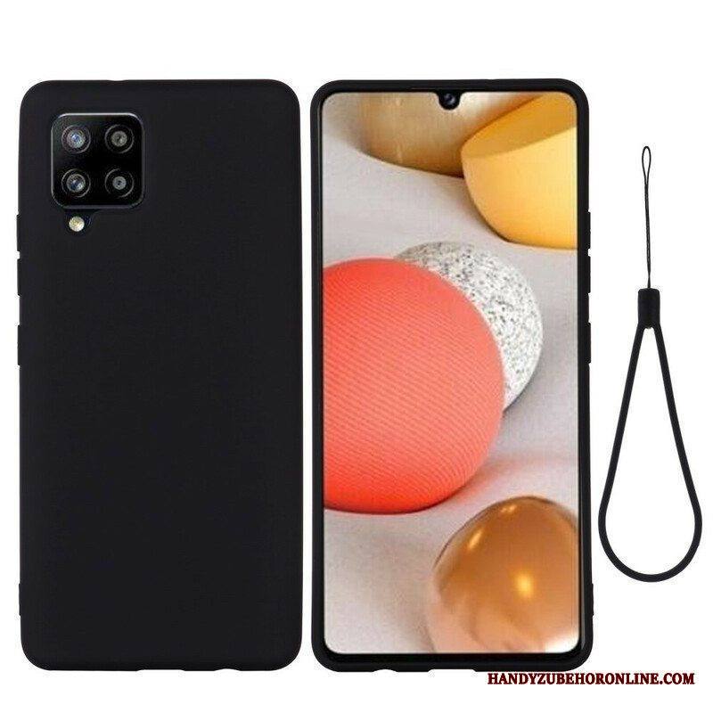 Case Samsung Galaxy A42 5G Nestemäinen Silikoni Kaulanauhalla