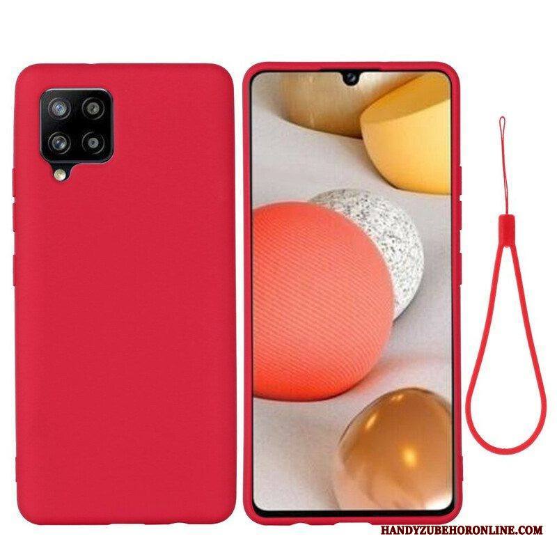 Case Samsung Galaxy A42 5G Nestemäinen Silikoni Kaulanauhalla