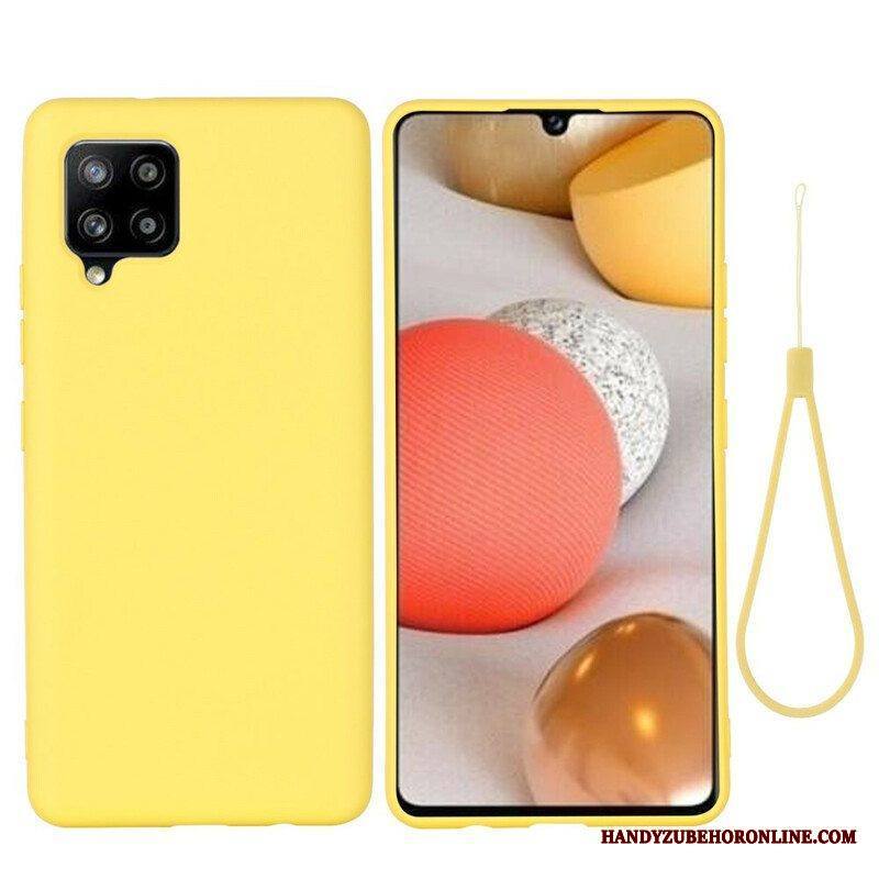 Case Samsung Galaxy A42 5G Nestemäinen Silikoni Kaulanauhalla