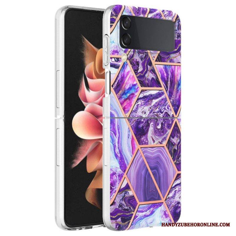 Case Samsung Galaxy Z Flip 4 Kotelot Flip Geometrinen Marmori