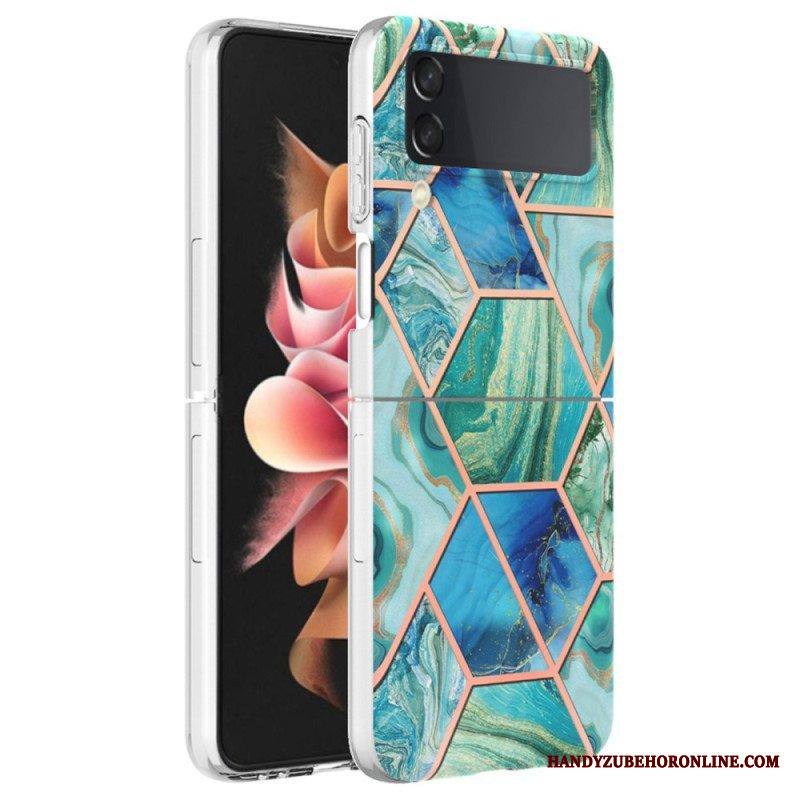 Case Samsung Galaxy Z Flip 4 Kotelot Flip Geometrinen Marmori