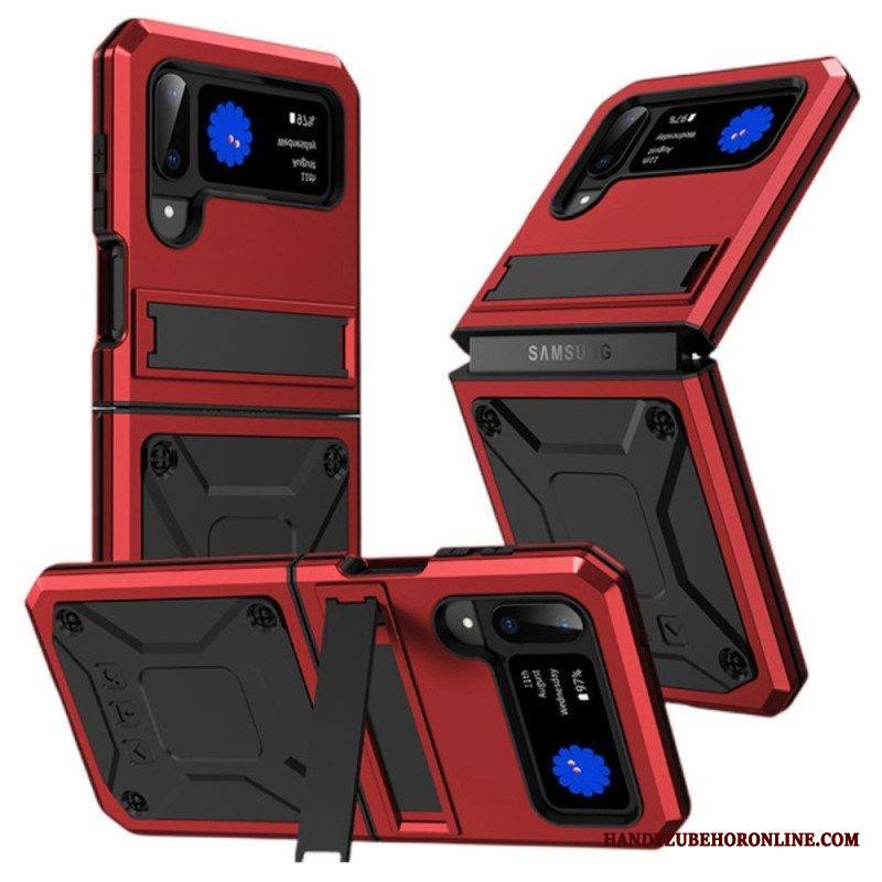 Case Samsung Galaxy Z Flip 4 Kotelot Flip Metalli- Ja Handsfree-tuki