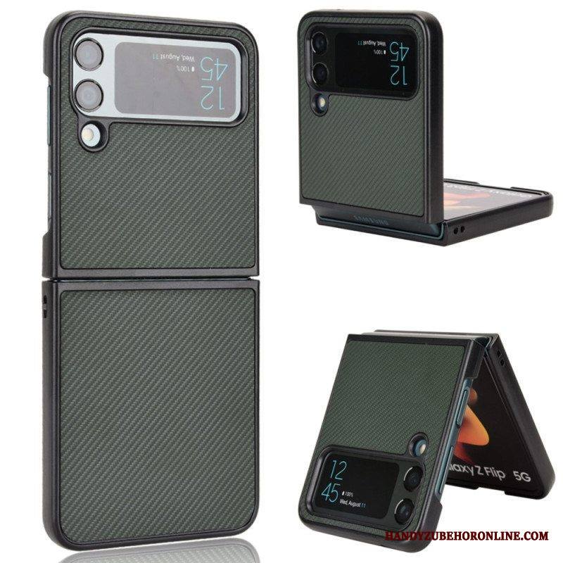 Case Samsung Galaxy Z Flip 4 Kotelot Flip Nahkavaikutteinen Hiilikuiturakenne