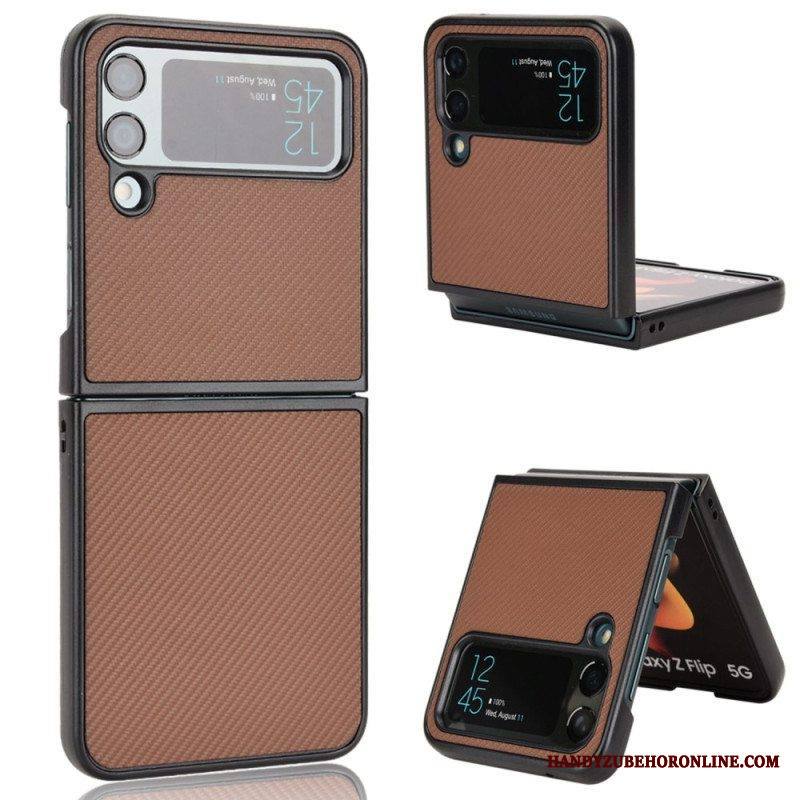 Case Samsung Galaxy Z Flip 4 Kotelot Flip Nahkavaikutteinen Hiilikuiturakenne