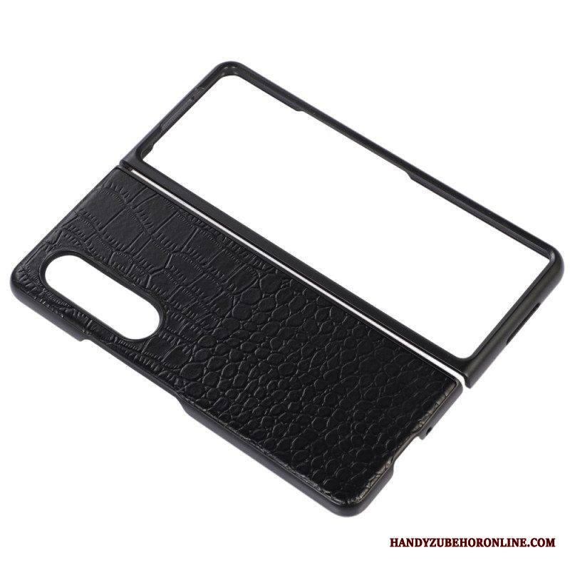 Case Samsung Galaxy Z Fold 4 Trendikäs Crocodile Effect Aitoa Nahkaa