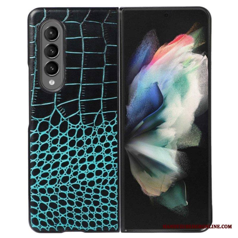 Case Samsung Galaxy Z Fold 4 Trendikäs Crocodile Effect Aitoa Nahkaa