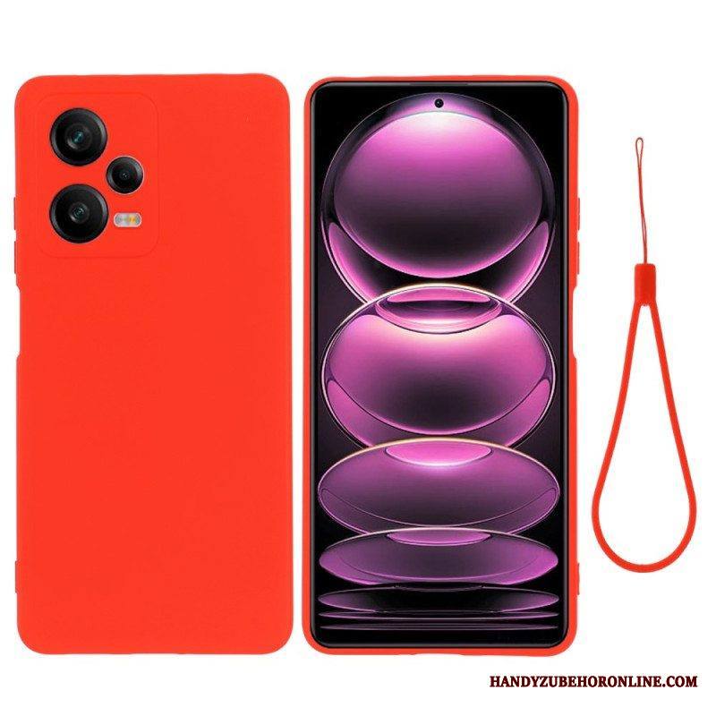 Case Xiaomi Redmi Note 12 Pro Nestemäinen Silikoni Kaulanauhalla