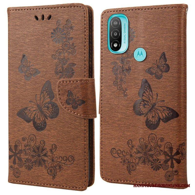 Flip Case Moto E40 / E30 / E20 Suojaketju Kuori Upeat Hihnaperhoset