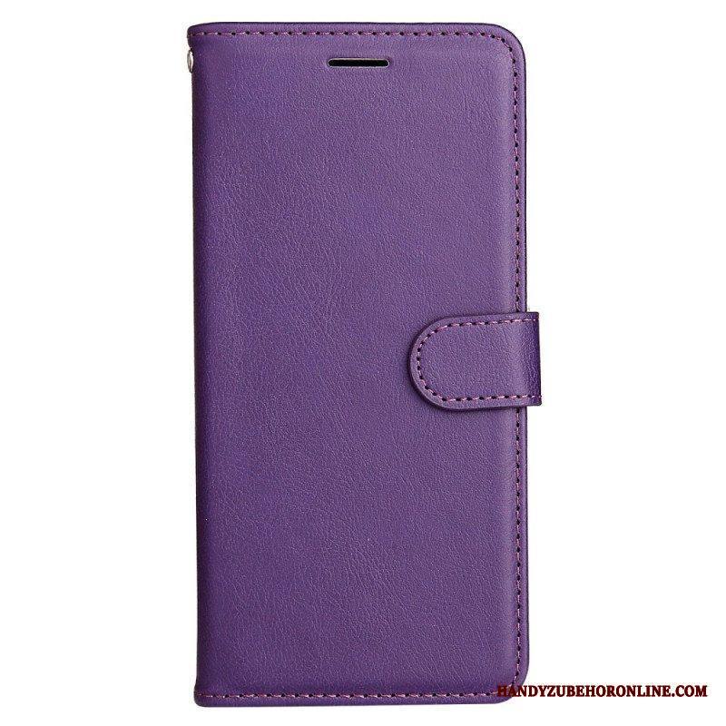 Flip Case Samsung Galaxy A53 5G Suojaketju Kuori Strappy Plain Leather Style