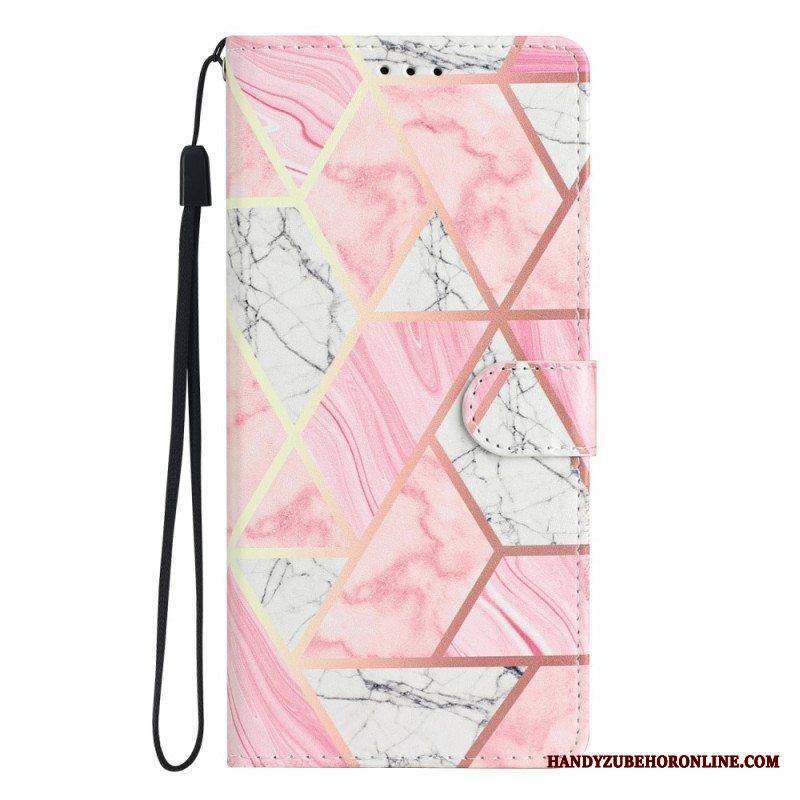 Flip Case Samsung Galaxy A53 5G Suojaketju Kuori Strip Marble