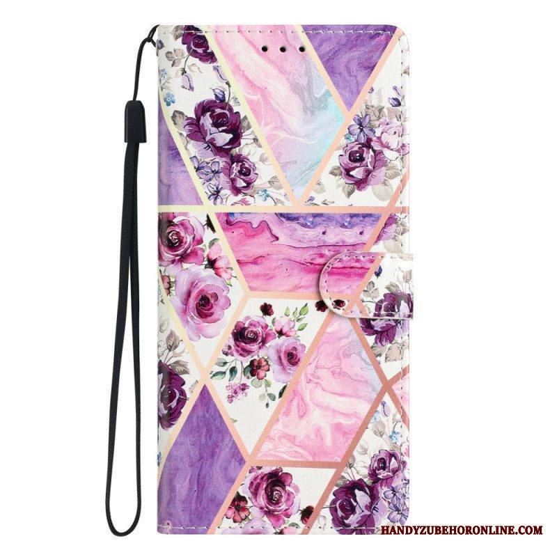 Flip Case Samsung Galaxy A53 5G Suojaketju Kuori Strip Marble