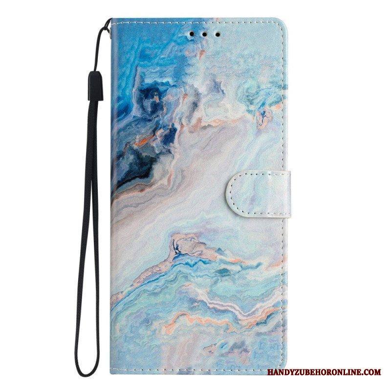 Flip Case Samsung Galaxy A53 5G Suojaketju Kuori Strip Marble