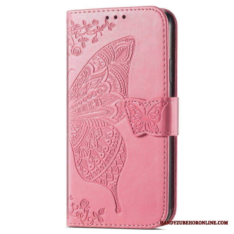 Flip Case Samsung Galaxy A54 5G Barokki Perhonen