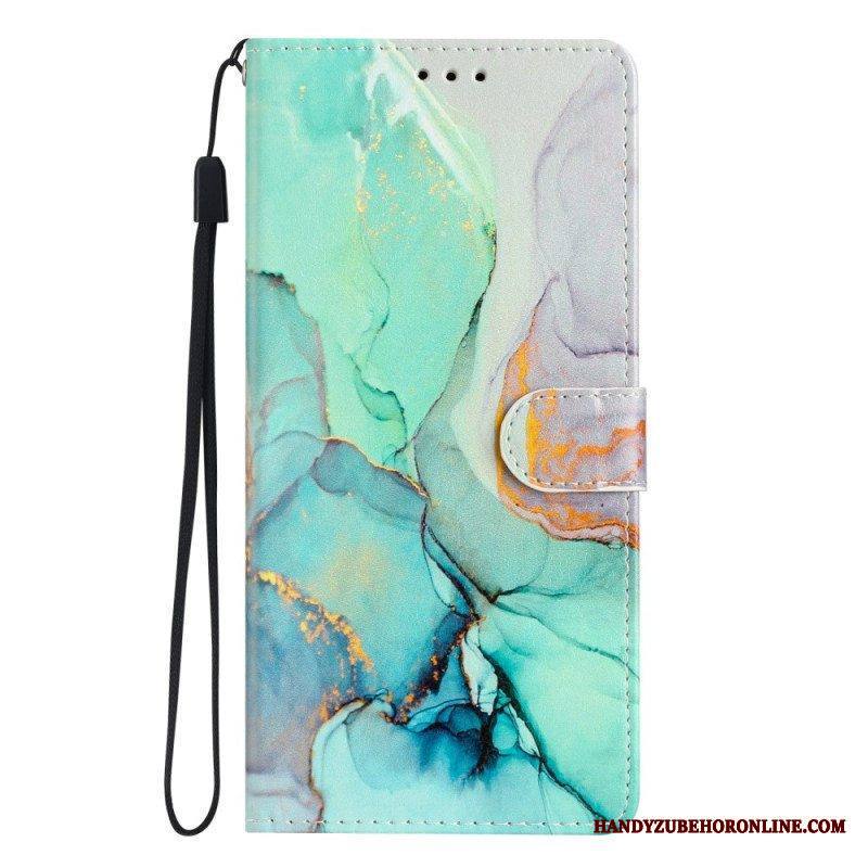 Flip Case Samsung Galaxy A54 5G Suojaketju Kuori Marmoroitu Hihna