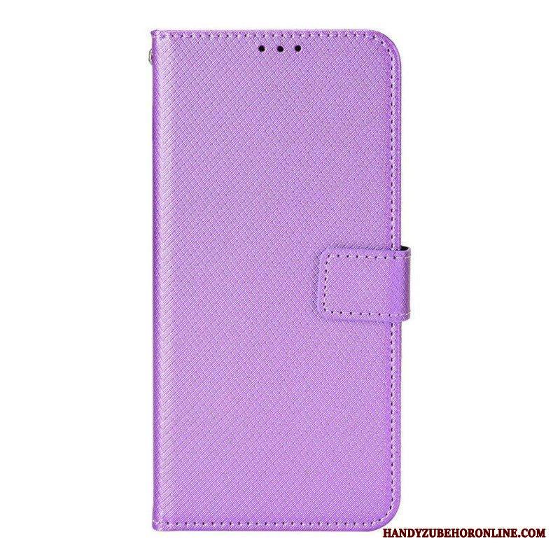 Flip Case Samsung Galaxy M23 5G Teksturoitu Kuvio Hihnalla