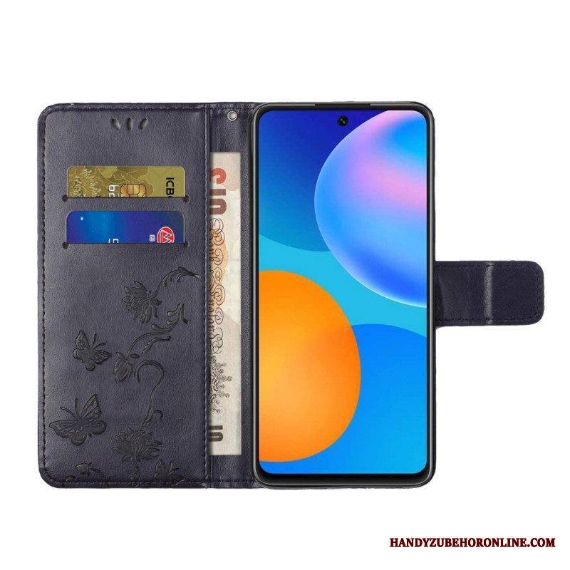 Flip Case Samsung Galaxy M52 5G Suojaketju Kuori Perhoset Ja Kukat -hihna