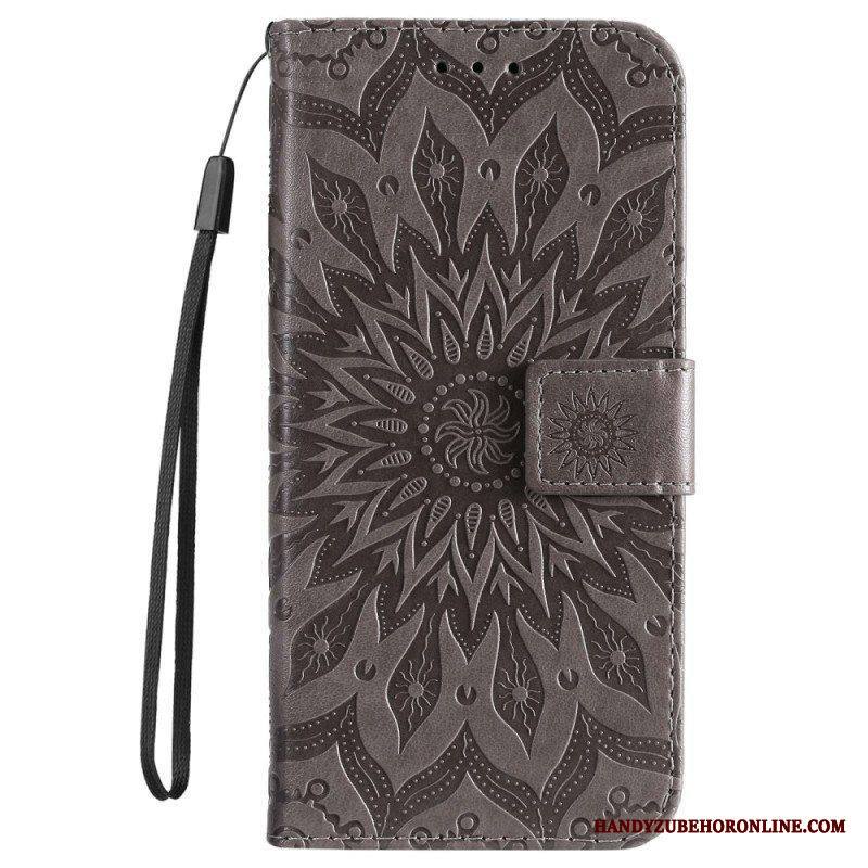 Flip Case Samsung Galaxy S23 5G Mandala-aurinko Kaulanauhalla