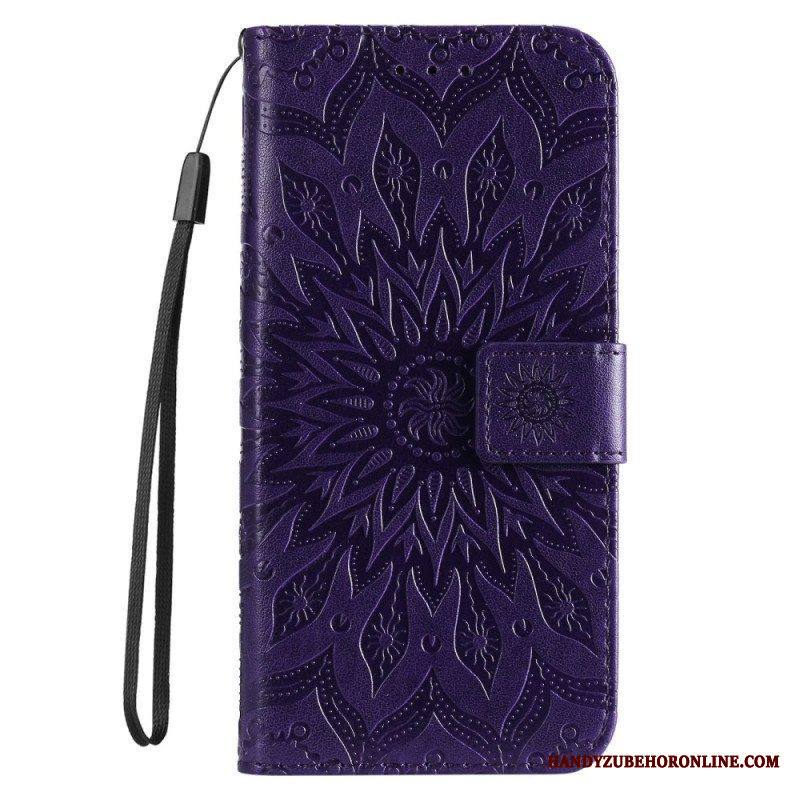 Flip Case Samsung Galaxy S23 5G Mandala-aurinko Kaulanauhalla