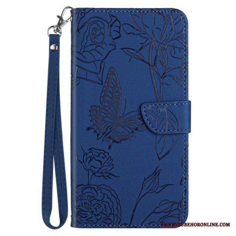 Flip Case Sony Xperia 5 IV Perhosia Kaulanauhalla