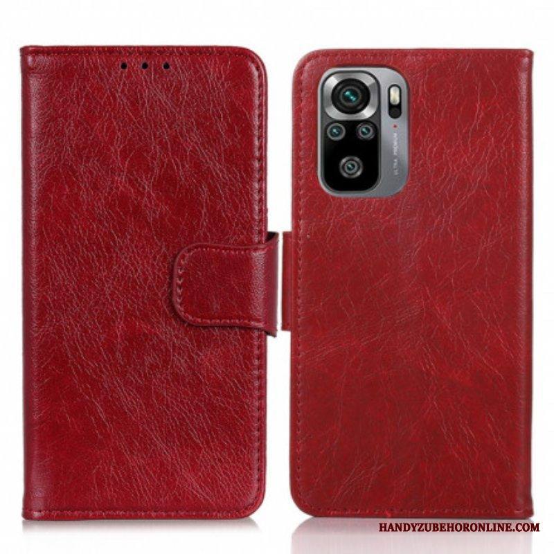 Flip Case Xiaomi Redmi Note 10 / 10S Halkaistu Nappan Nahka