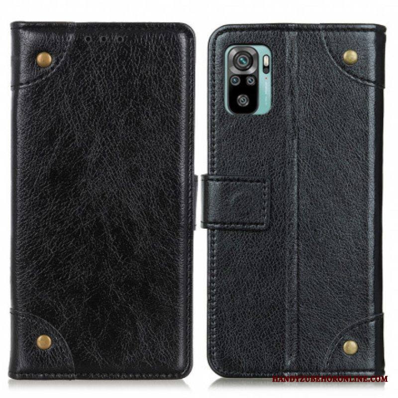 Flip Case Xiaomi Redmi Note 10 / 10S Tyylikkäät Nappan Nahkaiset Vintage-niitit