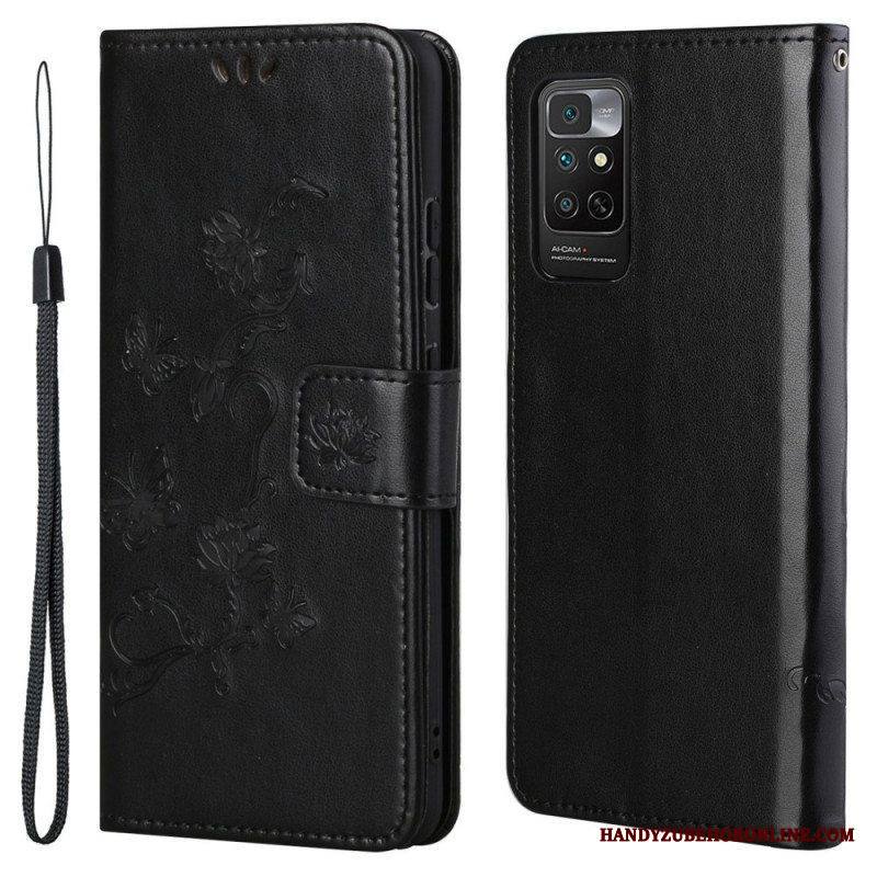 Flip Case Xiaomi Redmi Note 11 / 11S Suojaketju Kuori Strap Kukat