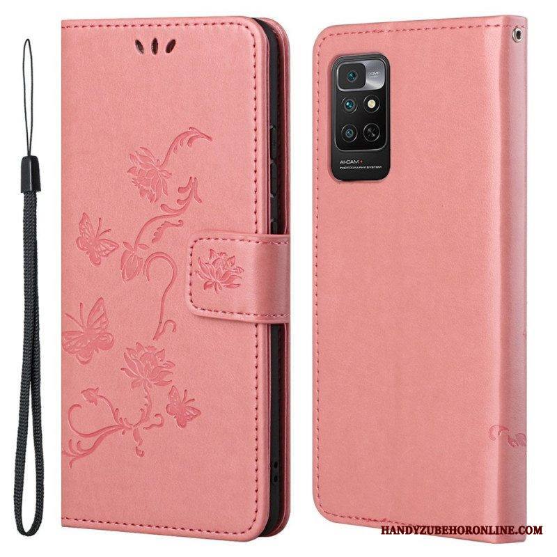 Flip Case Xiaomi Redmi Note 11 / 11S Suojaketju Kuori Strap Kukat