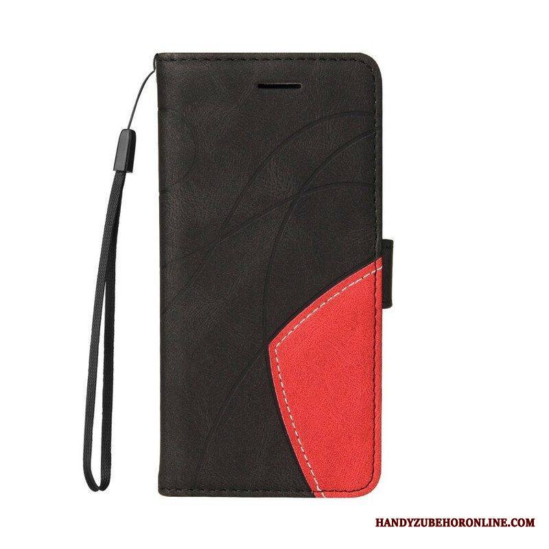 Flip Case iPhone 13 Mini Kaksisävyinen Signature Faux Leather