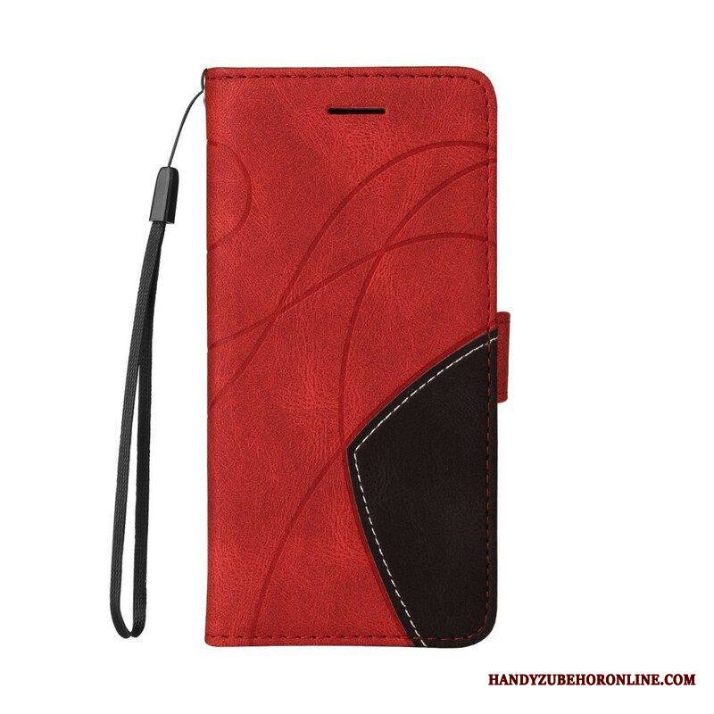 Flip Case iPhone 13 Mini Kaksisävyinen Signature Faux Leather
