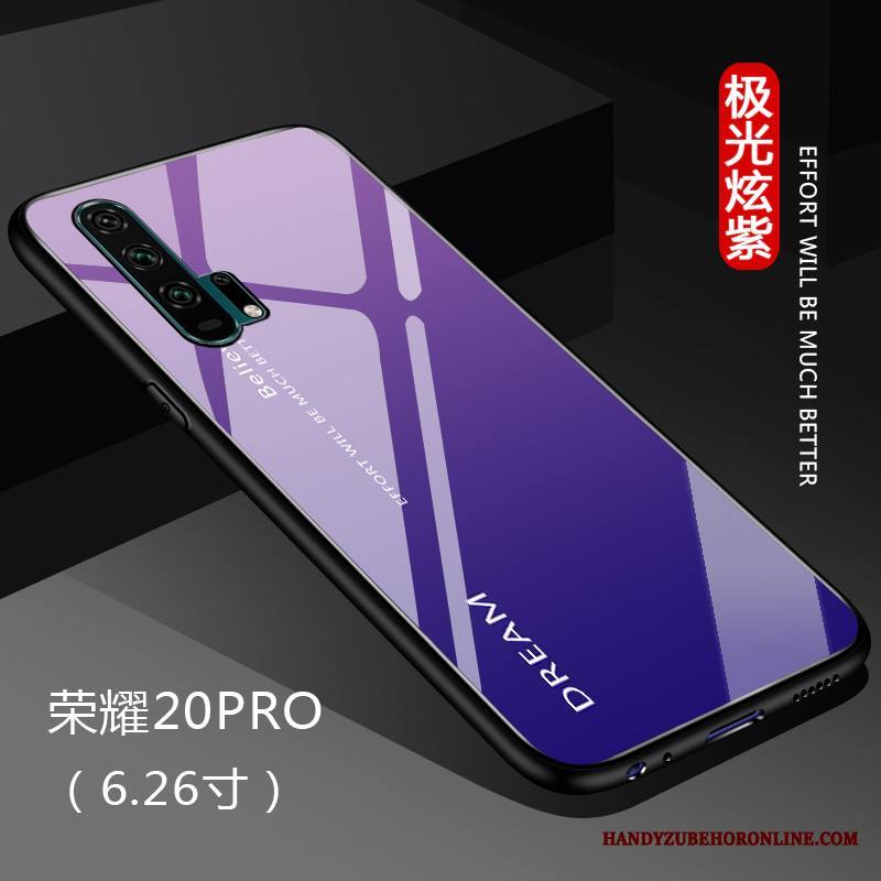 Honor 20 Pro Kuori Ohut Lasi Kaltevuus Violetti Kiinteä Väri Suojaus Peili