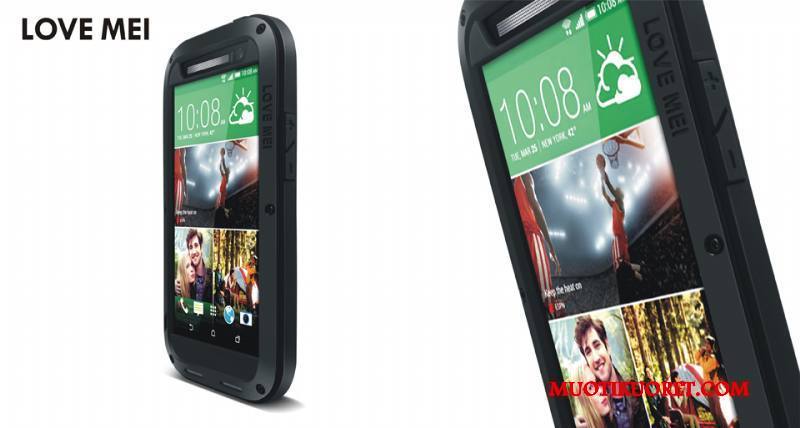 Htc One M8 Musta Pesty Suede Kotelo All Inclusive Metalli Murtumaton Kuori