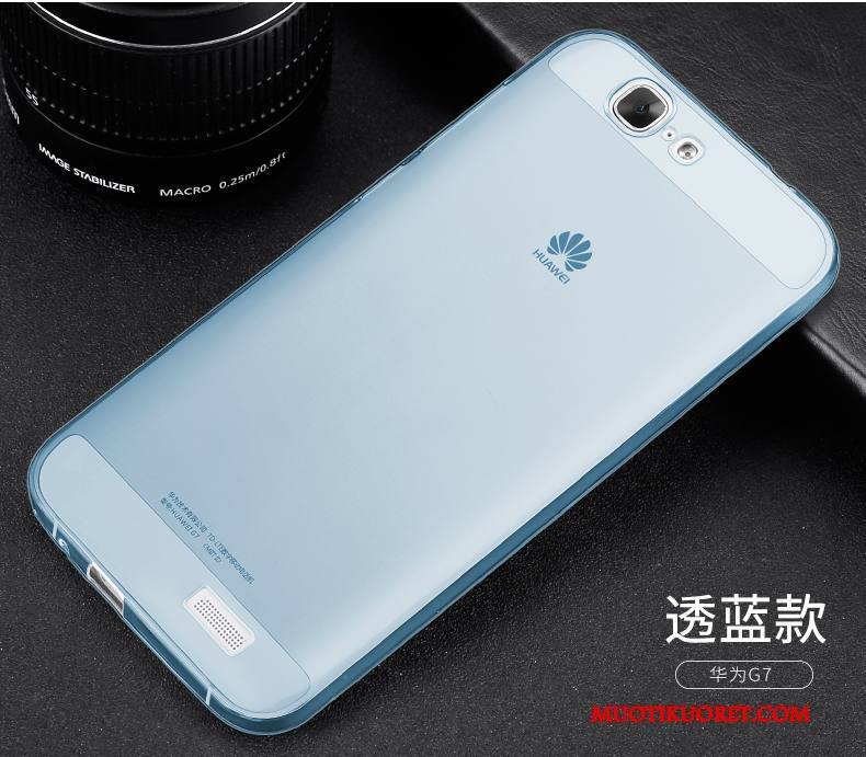 Huawei Ascend G7 Kuori Puhelimen Kuoret Läpinäkyvä Kevyt Vaaleansininen Kotelo Silikoni Suojaus