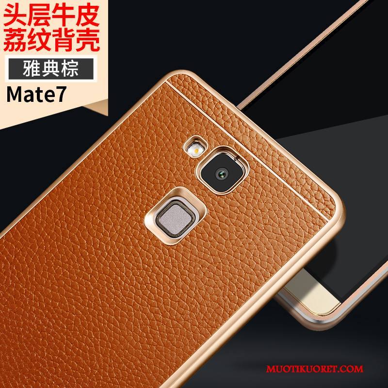 Huawei Ascend Mate 7 Kuori Kehys Murtumaton Puhelimen Aito Nahka Suojaus Kotelo Nahkakotelo