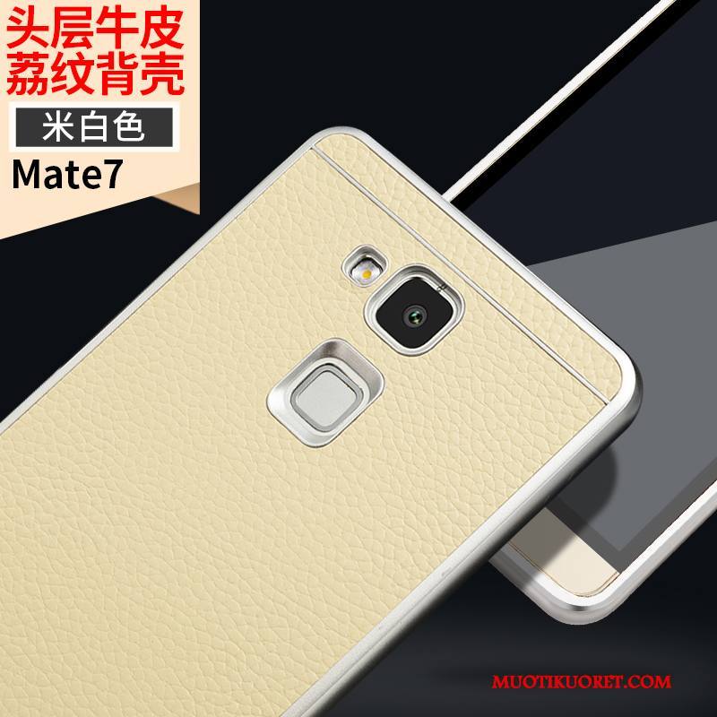 Huawei Ascend Mate 7 Kuori Kehys Murtumaton Puhelimen Aito Nahka Suojaus Kotelo Nahkakotelo