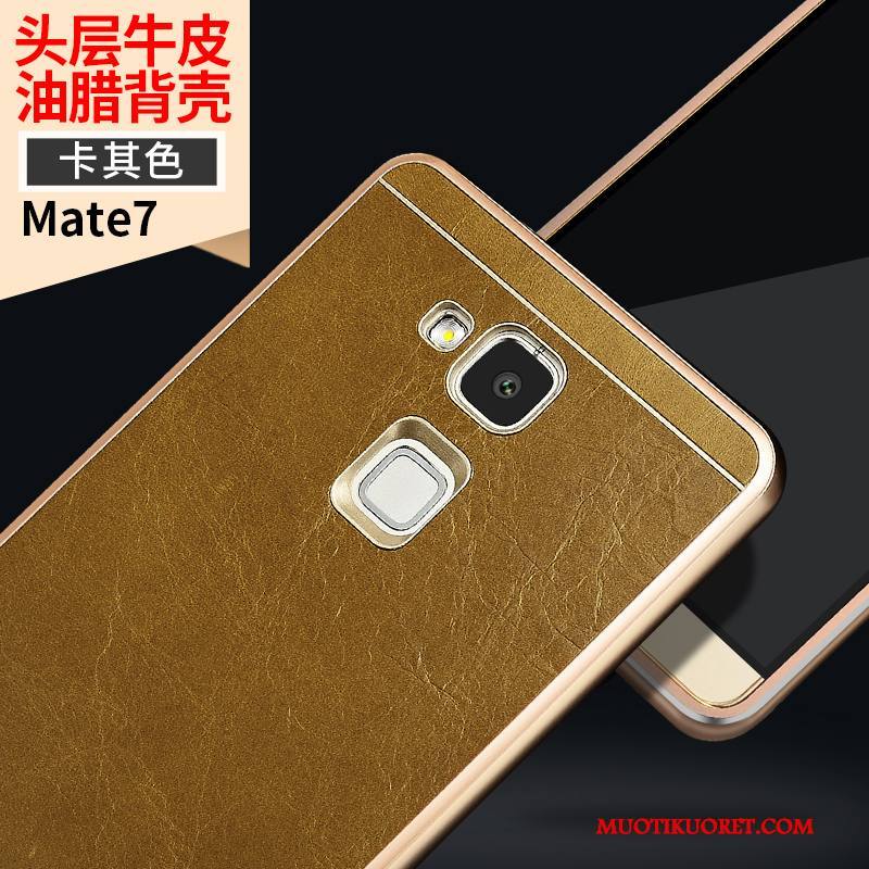 Huawei Ascend Mate 7 Kuori Kehys Murtumaton Puhelimen Aito Nahka Suojaus Kotelo Nahkakotelo