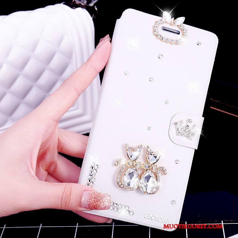 Huawei G9 Plus Kuori Valkoinen Rhinestone Inlay Puhelimen Kuoret Nahkakotelo