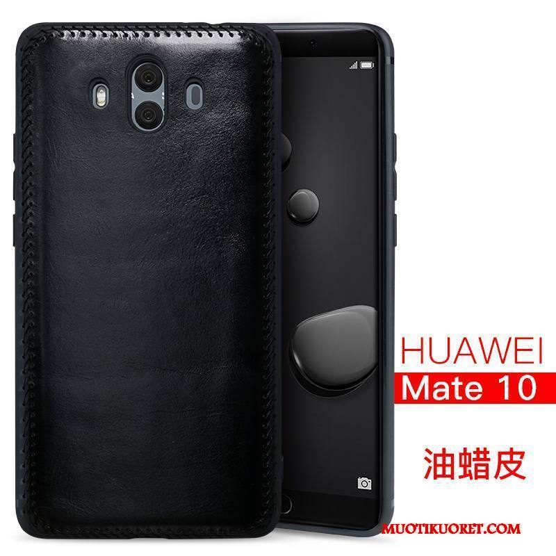 Huawei Mate 10 Kuori Aito Nahka Murtumaton Puhelimen Puhelimen Kuoret Kotelo Musta Suojaus