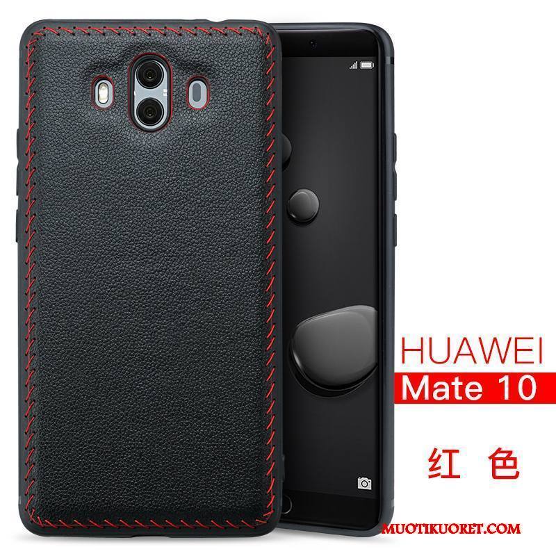 Huawei Mate 10 Kuori Aito Nahka Murtumaton Puhelimen Puhelimen Kuoret Kotelo Musta Suojaus