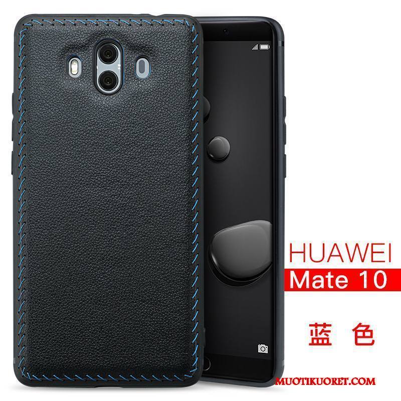 Huawei Mate 10 Kuori Aito Nahka Murtumaton Puhelimen Puhelimen Kuoret Kotelo Musta Suojaus