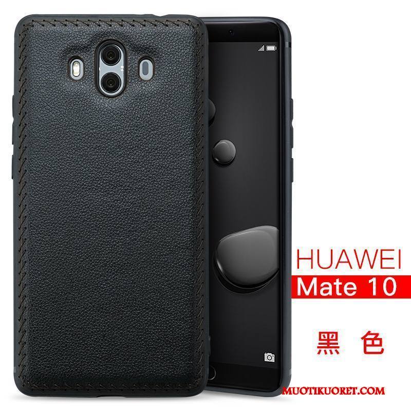 Huawei Mate 10 Kuori Aito Nahka Murtumaton Puhelimen Puhelimen Kuoret Kotelo Musta Suojaus