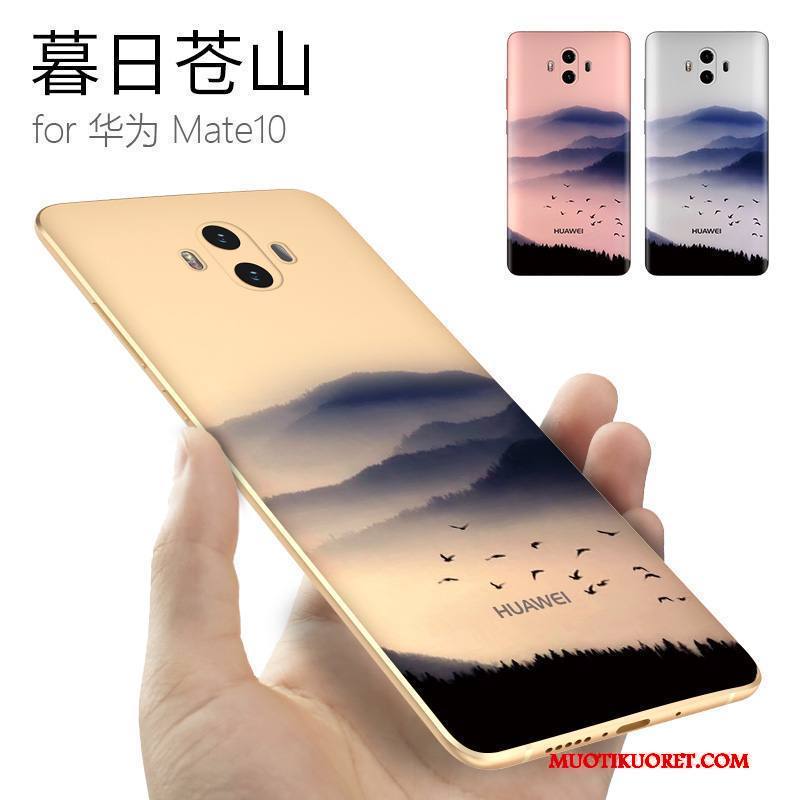 Huawei Mate 10 Kuori Kiinalainen Tyyli Suojaus Persoonallisuus Pehmeä Neste Kotelo Murtumaton Vaaleansininen