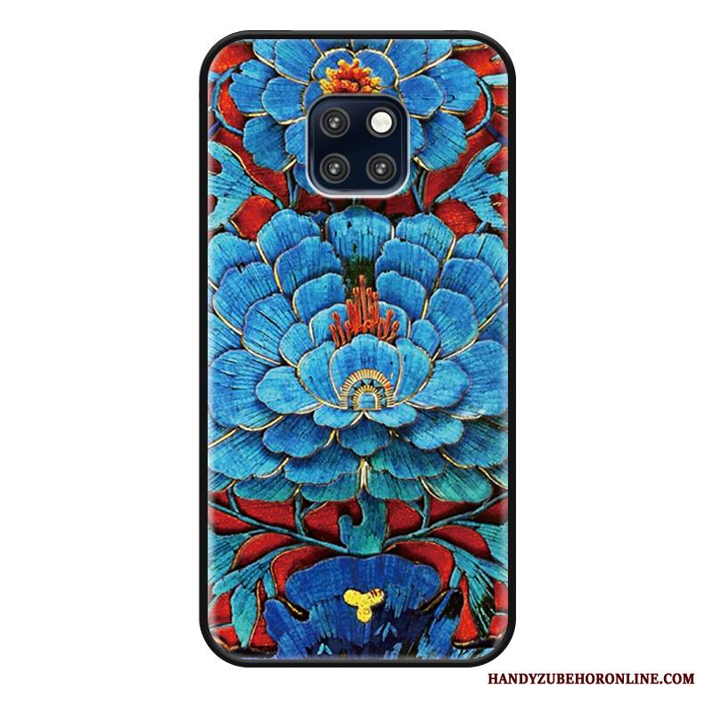 Huawei Mate 20 Rs Kuori Kiinalainen Tyyli Kotelo All Inclusive Murtumaton Kukka Vuosikerta Sininen