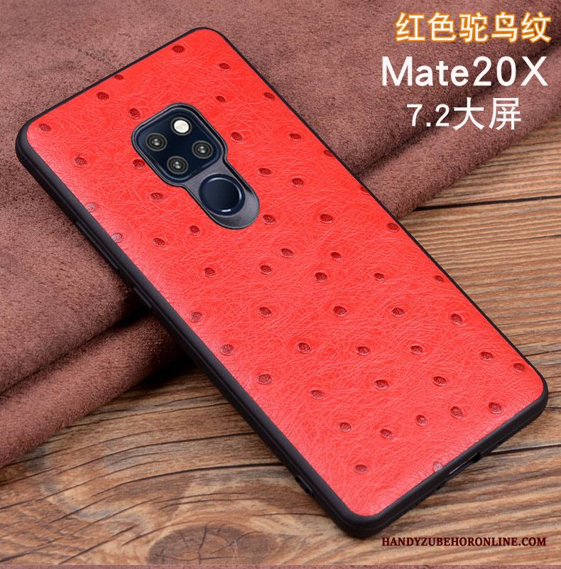 Huawei Mate 20 X Puhelimen Kuori Nahkakotelo Aito Nahka Musta Suojaus