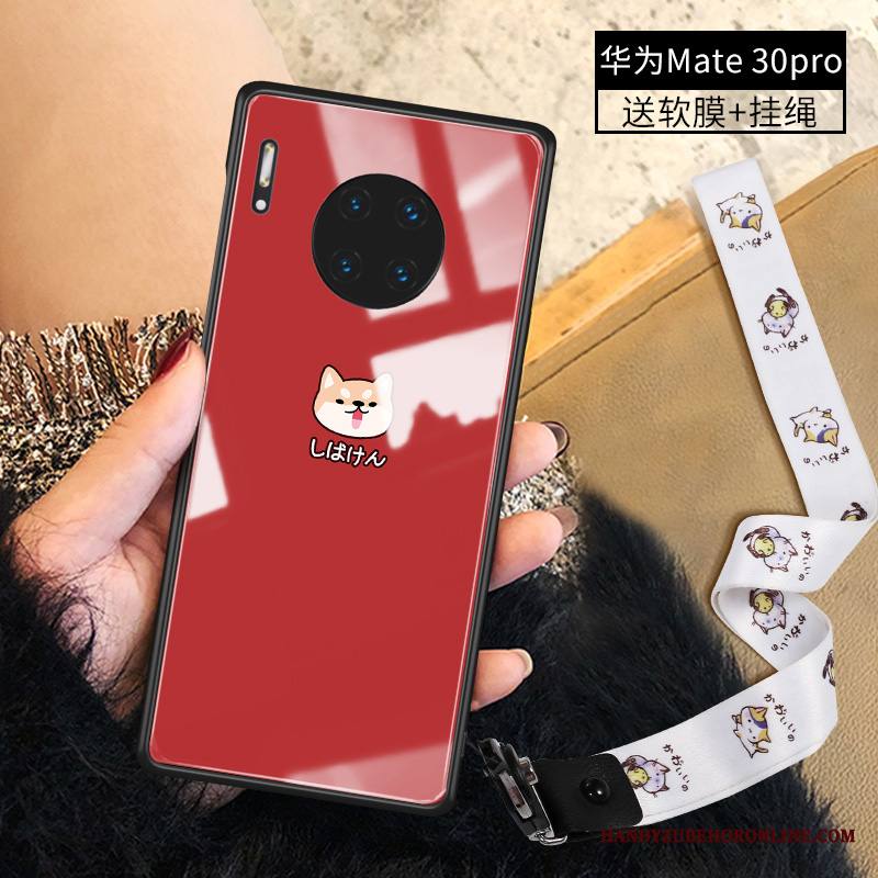 Huawei Mate 30 Pro Kuori Ohut Luova Punainen Lasi Silikoni Ultra Sarjakuva