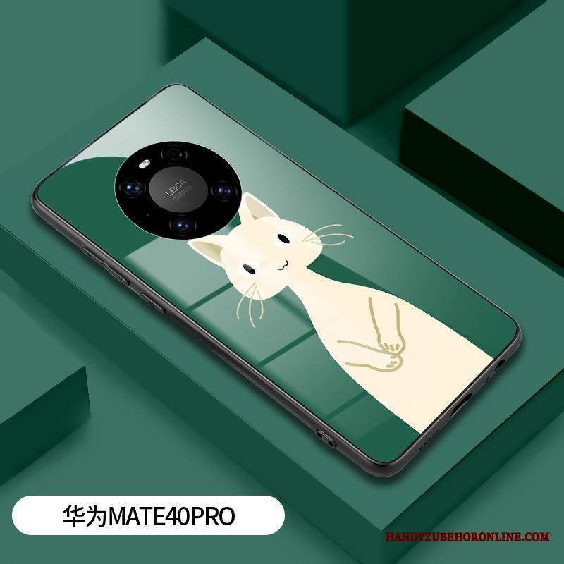 Huawei Mate 40 Pro Kuori Net Red Luova Lasi Vihreä Silikoni Peili Kotelo