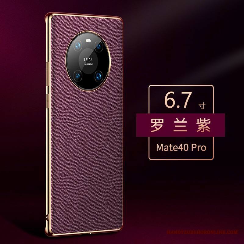 Huawei Mate 40 Pro Puhelimen Kuoret Kuori Violetti Kotelo Aito Nahka Murtumaton Suojaus